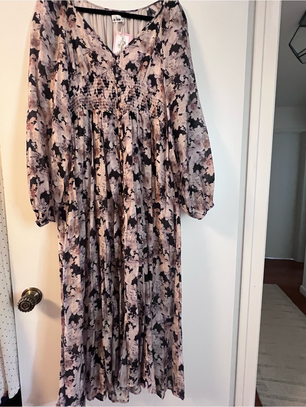 In Loom - Floral Print Maxi Dress - blush, cream, black - NWT